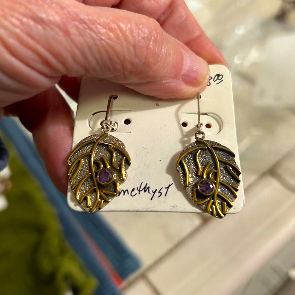 Sterling and gold amethyst earrings